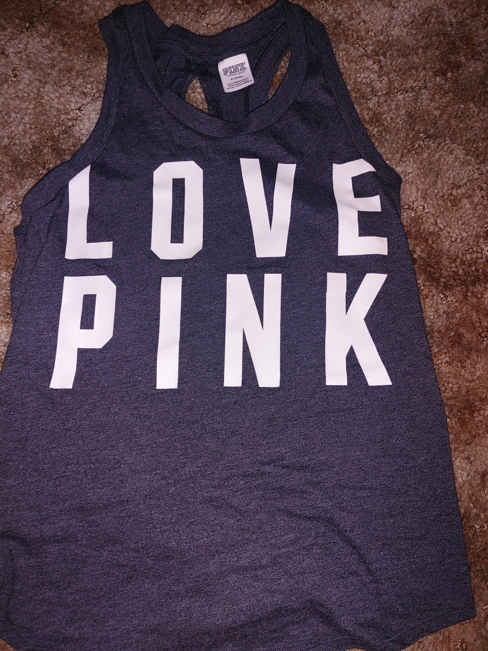 PINK Victoria's Secret Charcoal Gray 'LOVE PINK' Tank
